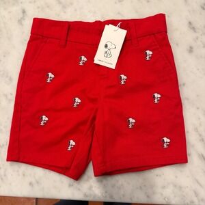 Janie and Jack Kids Red Snoopy Embroidered Shorts Size 5 Peanuts Collection